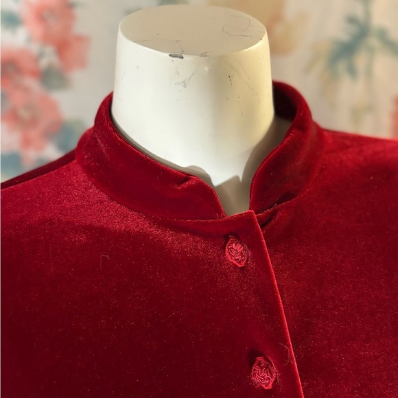 Vintage Saks Fifth Avenue Red Velvet Button Down Shirt - Picture 5 of 11